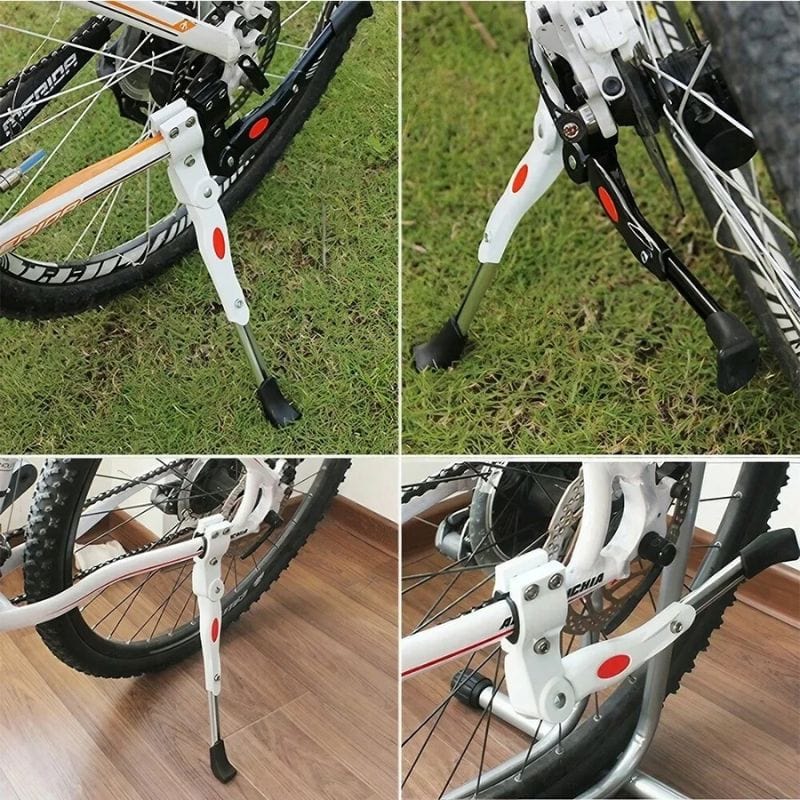 Béquille de vélo monteé sur le vélo 