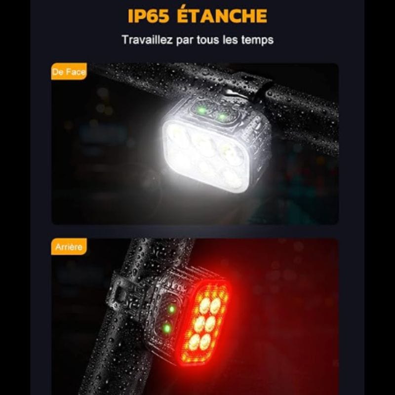 Kit Lumière Vélo Avant/Arrière – Rechargeable et Puissant