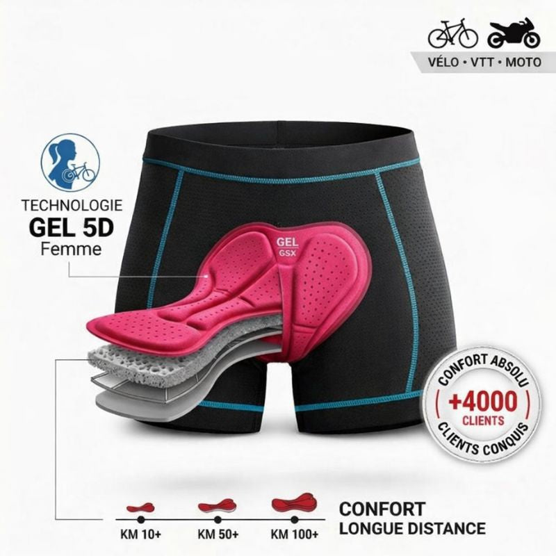 Short cycliste femme rembourré - Gel 5D Ozalo® - Confort & Esthétique ...