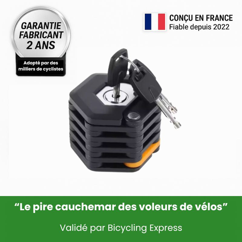 Antirrobo para bicicleta Ozalo Powerlock™ — Proteja su bicicleta como si estuviera guardada en una caja fuerte.