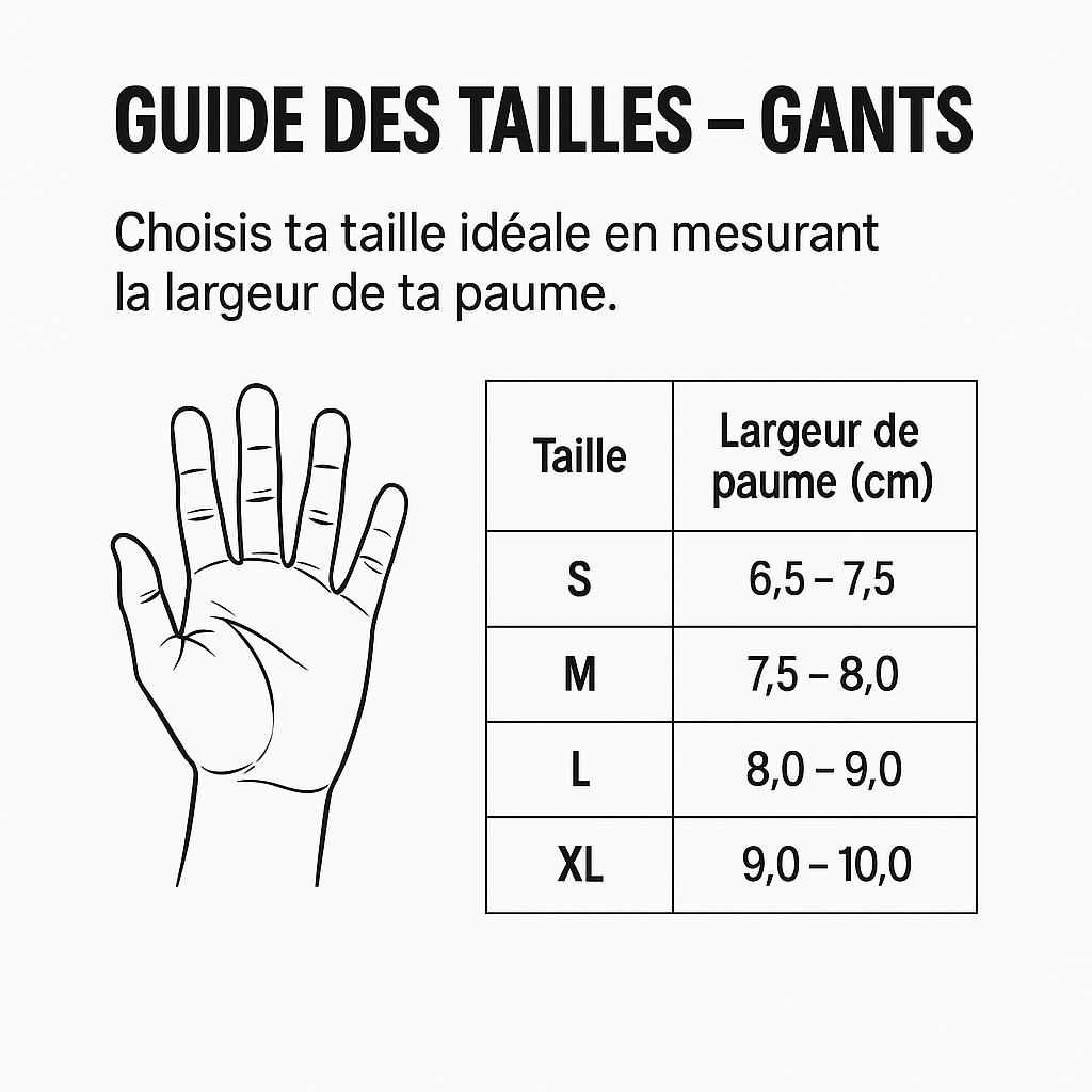 Gants de vtt / cyclisme guide des tailles