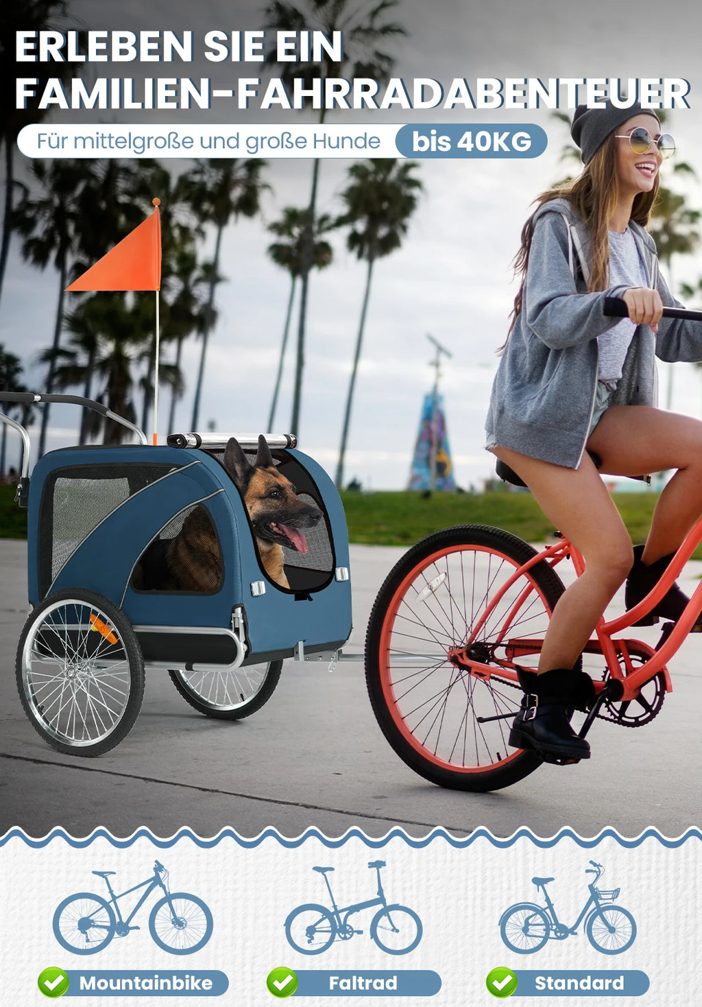Bicycle trailer for Dog pet cats-blue