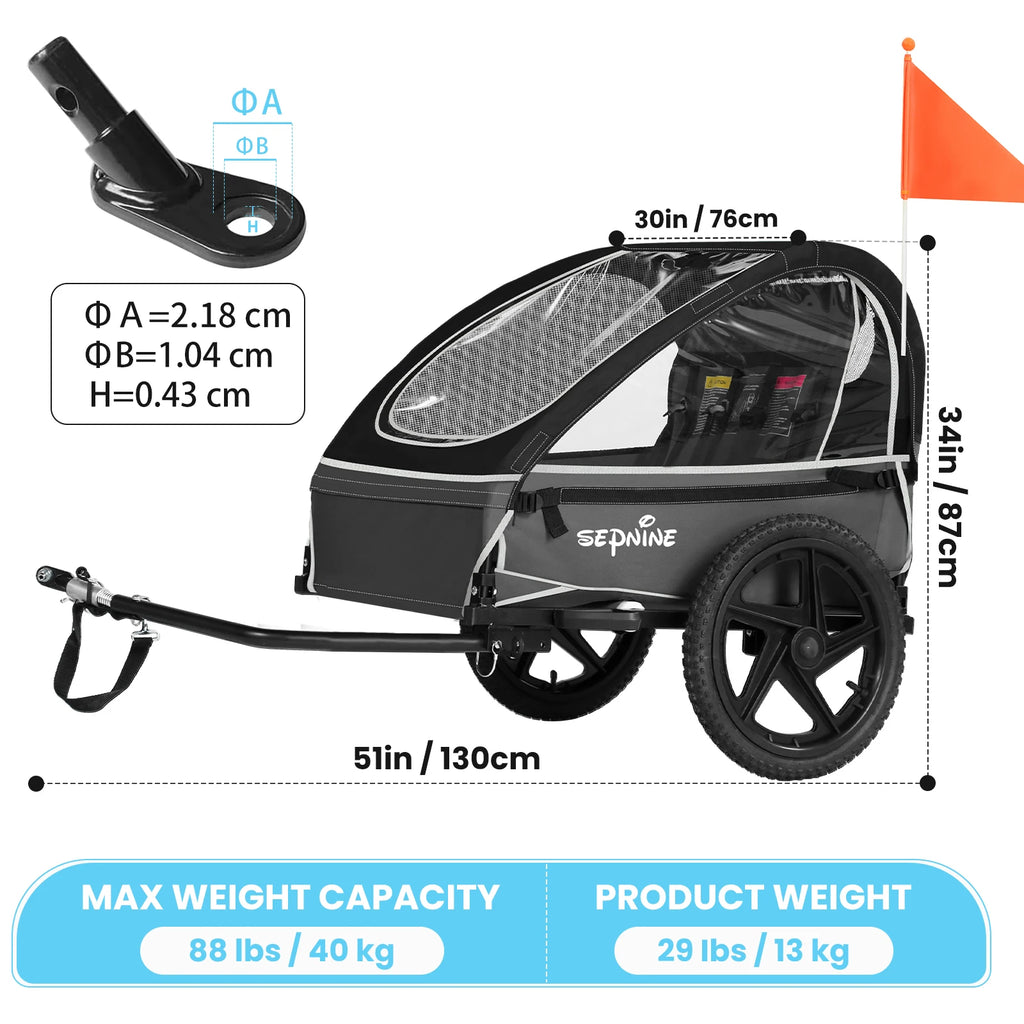 Foldable Parent-Child Trailer, Rear-Mounted Child-Carrying Trailer for Mountain Bikes Hiking Stroller Seat