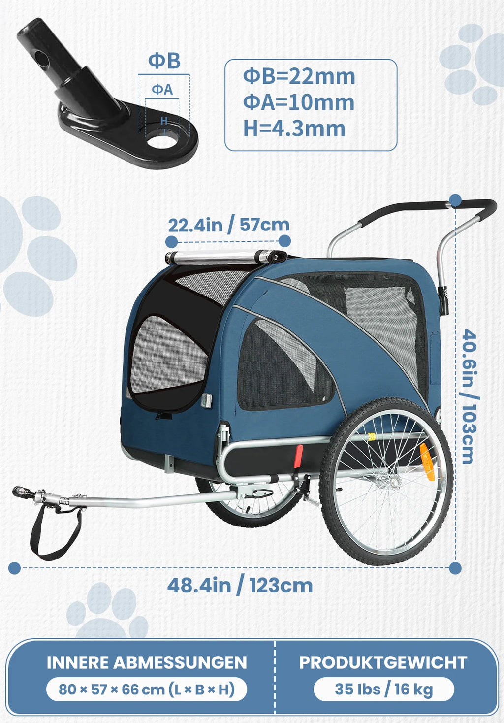 Bicycle trailer for Dog pet cats-blue