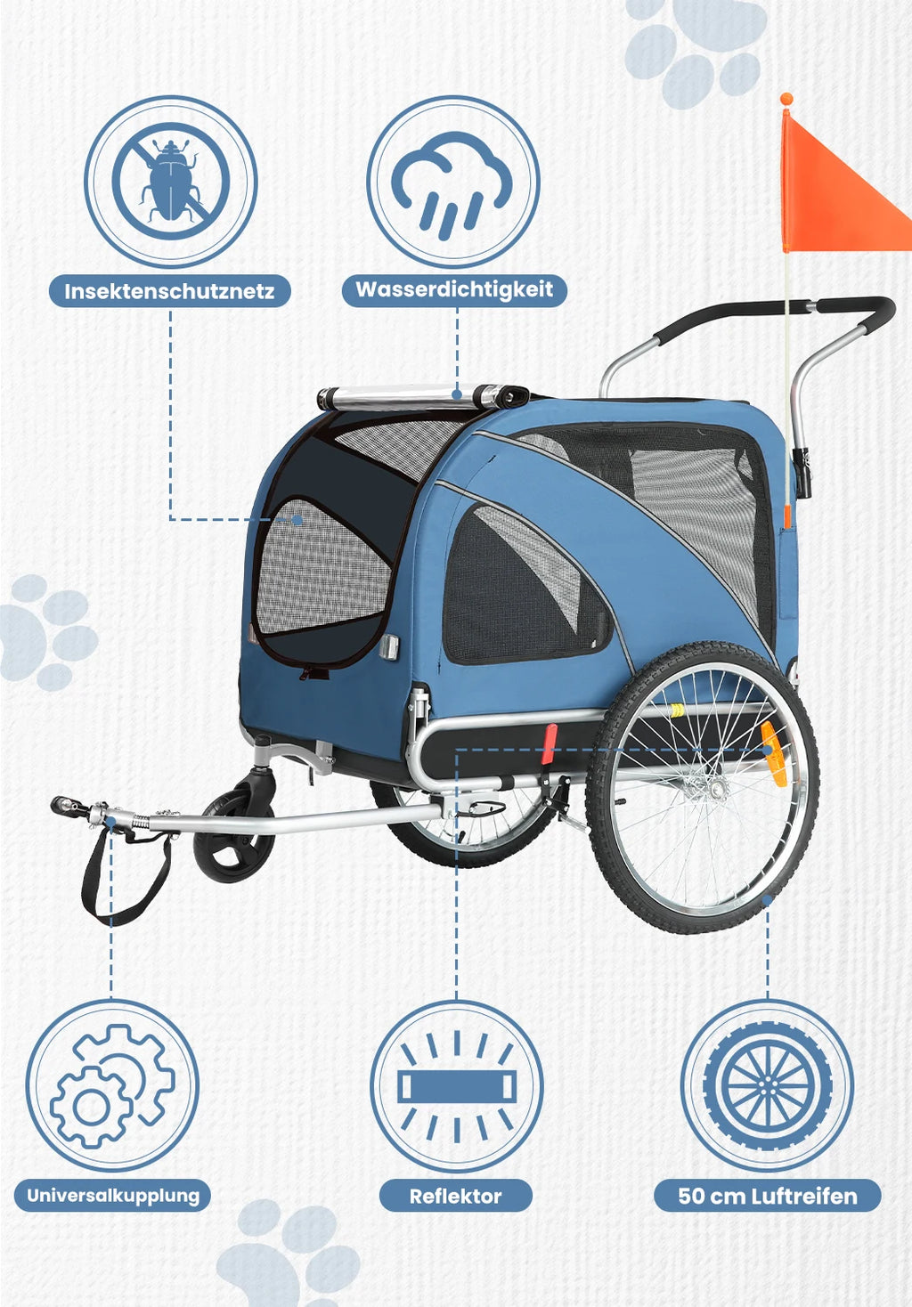 Bicycle trailer for Dog pet cats-blue