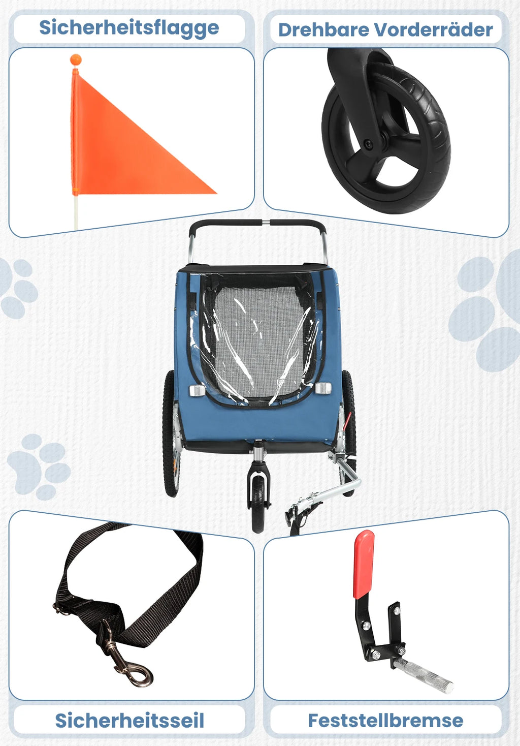 Bicycle trailer for Dog pet cats-blue