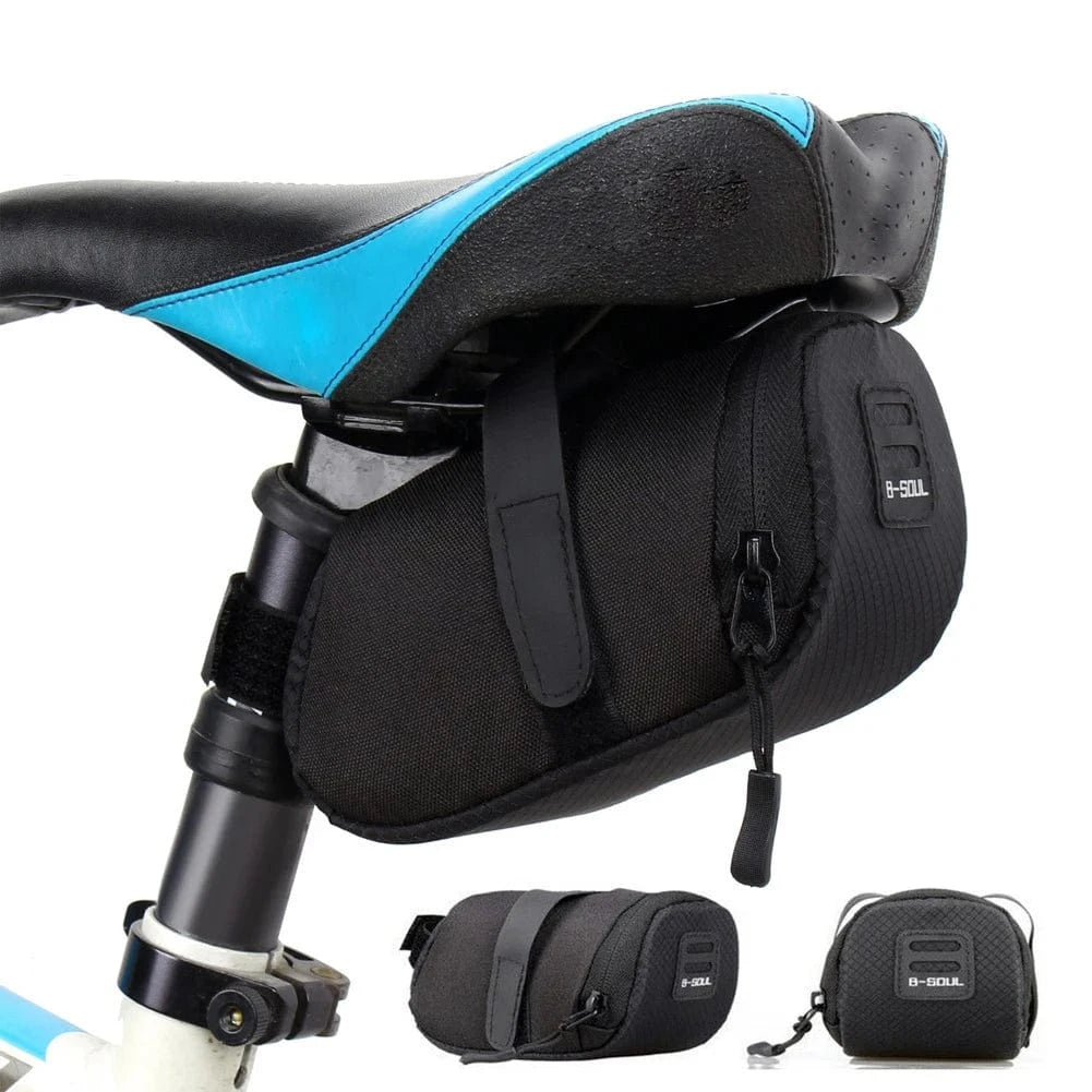 sacoche de selle en nylon fixé sur la selle 