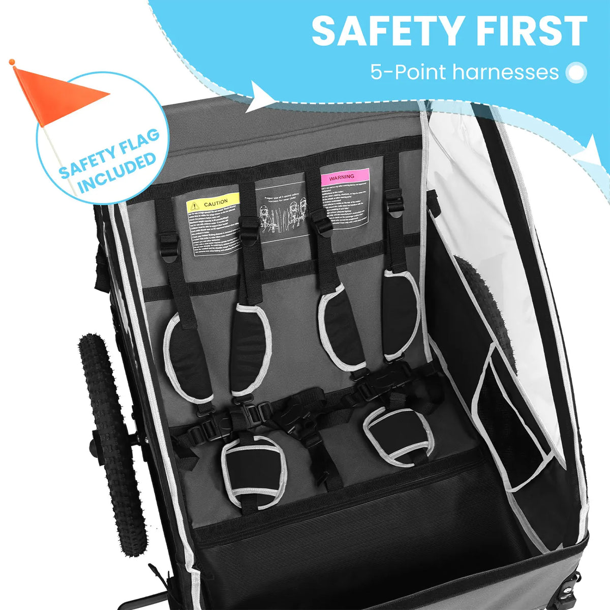 Foldable Parent-Child Trailer, Rear-Mounted Child-Carrying Trailer for Mountain Bikes Hiking Stroller Seat
