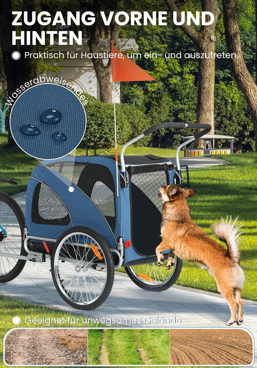Bicycle trailer for Dog pet cats-blue