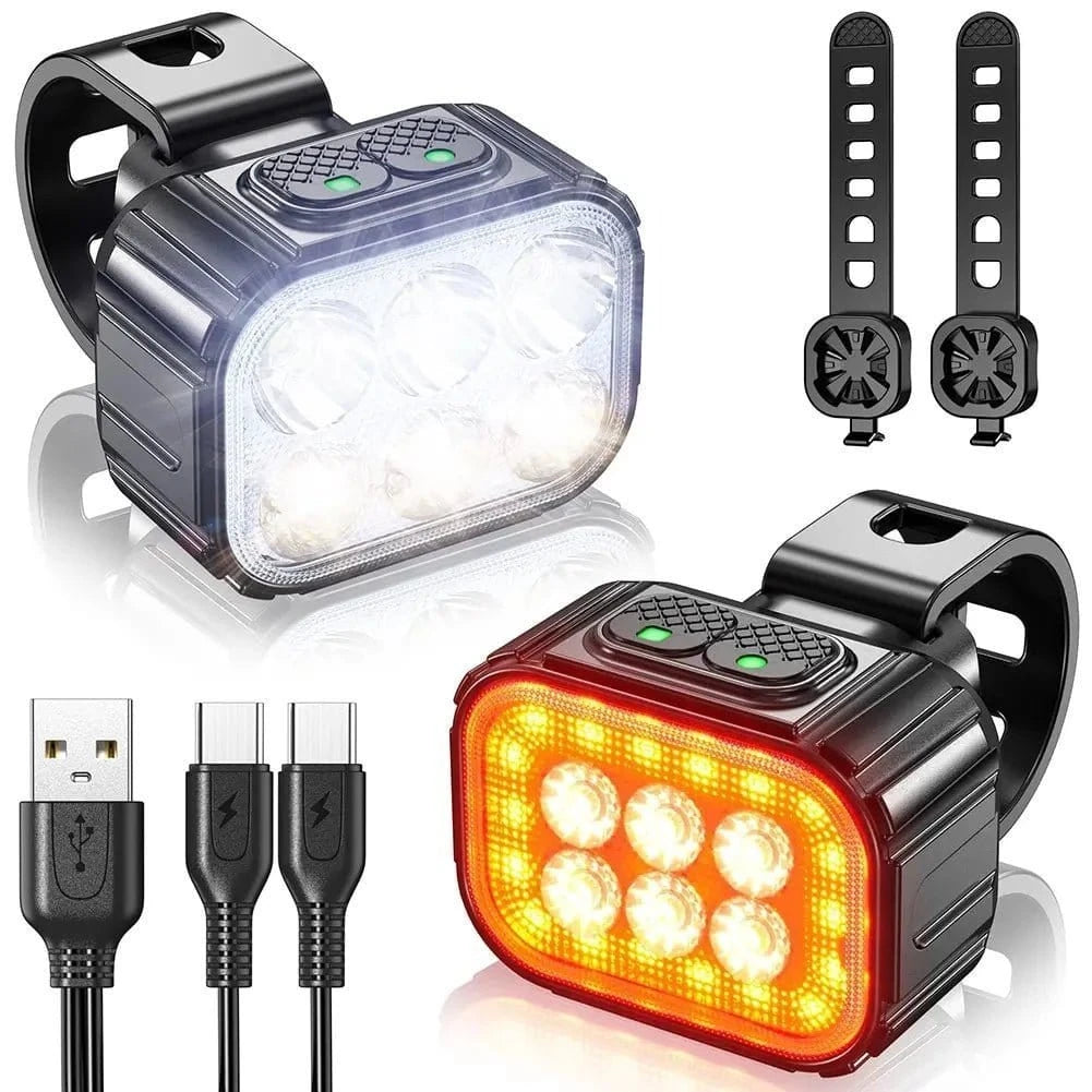 Kit Lumière Vélo Avant/Arrière – Rechargeable et Puissant