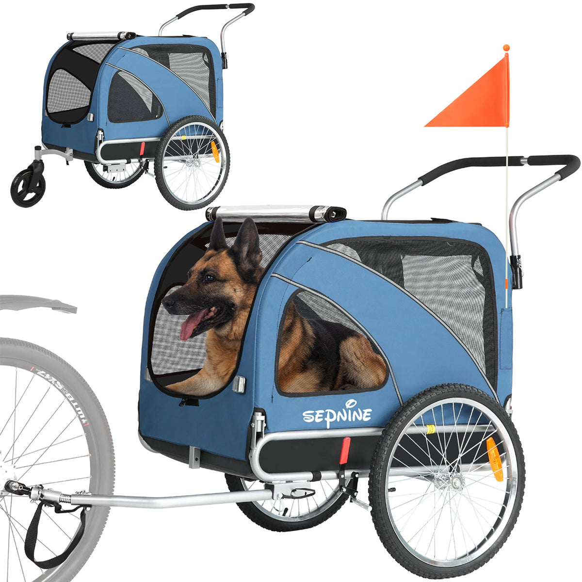 Bicycle trailer for Dog pet cats-blue