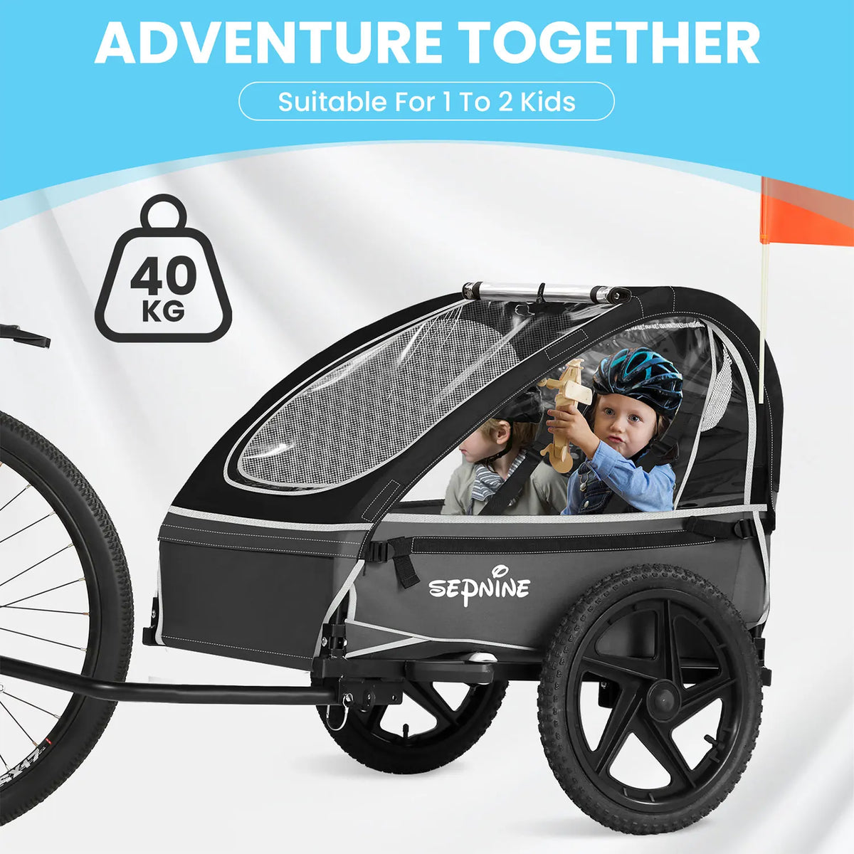Foldable Parent-Child Trailer, Rear-Mounted Child-Carrying Trailer for Mountain Bikes Hiking Stroller Seat
