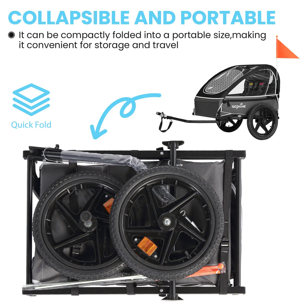 Foldable Parent-Child Trailer, Rear-Mounted Child-Carrying Trailer for Mountain Bikes Hiking Stroller Seat