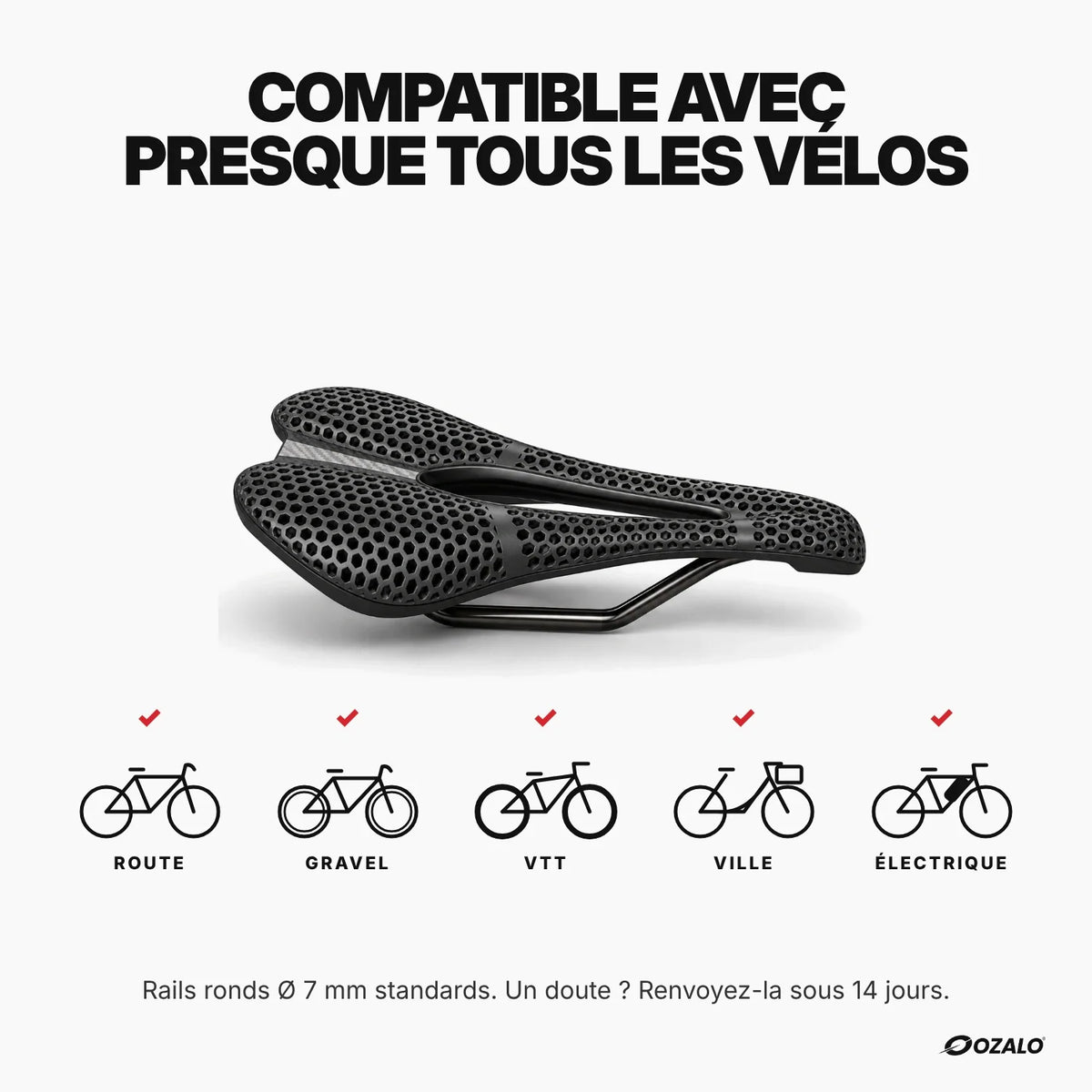 Selle R-3D compatible route, gravel, VTT, ville et électrique