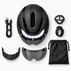 Contenu de la boîte : casque, télécommande, visière, pare-soleil, câble USB et sac