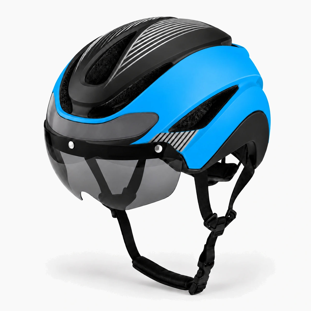 Casque vélo LED noir et bleu