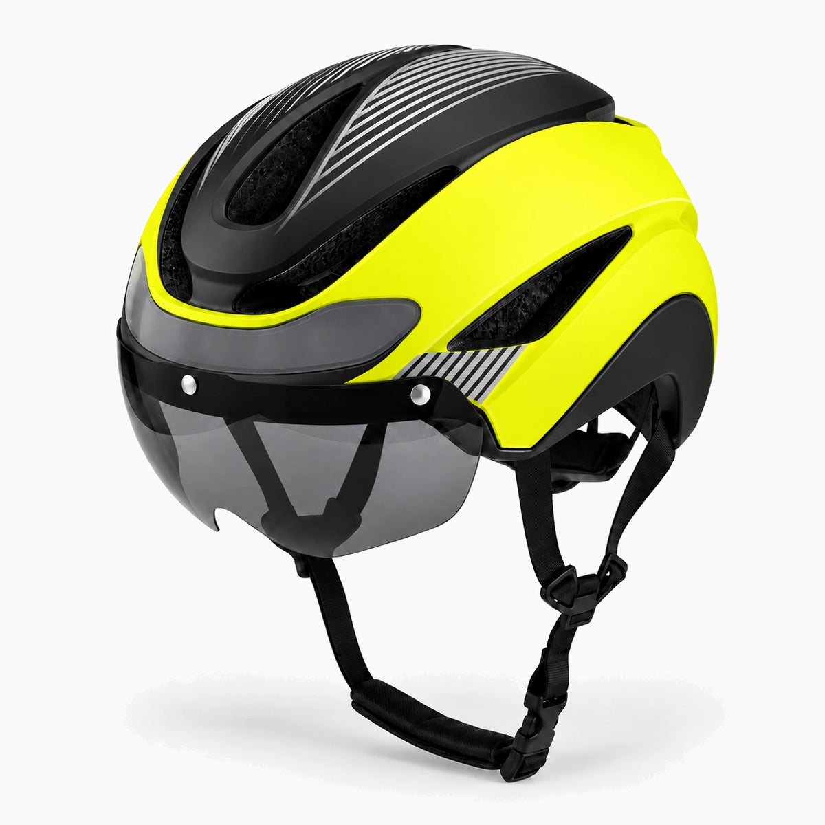 Casque vélo LED noir et jaune fluo