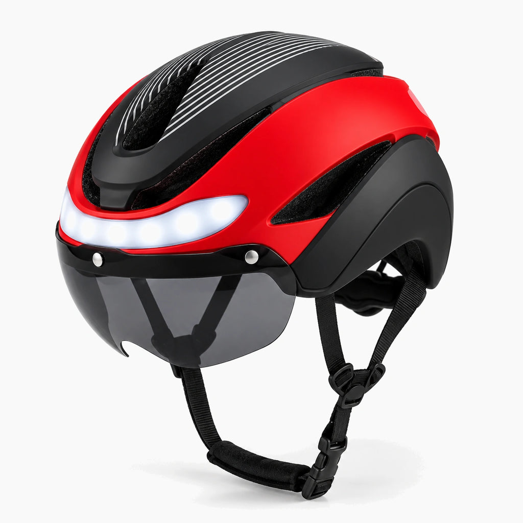Casque vélo LED noir et rouge