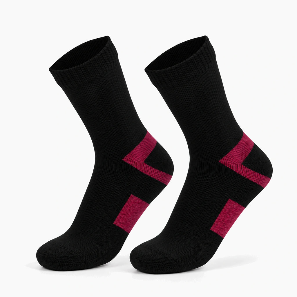 Chaussettes vélo imperméables noir et framboise