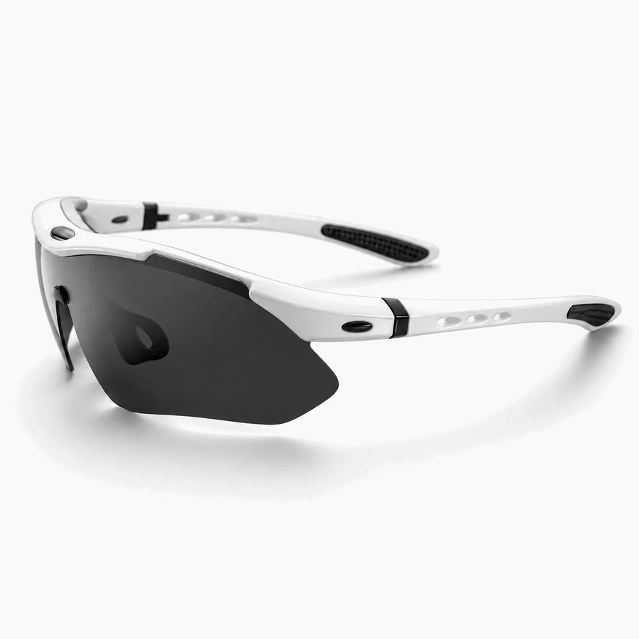Lunettes vélo polarisées — 5 verres interchangeables — Blanc