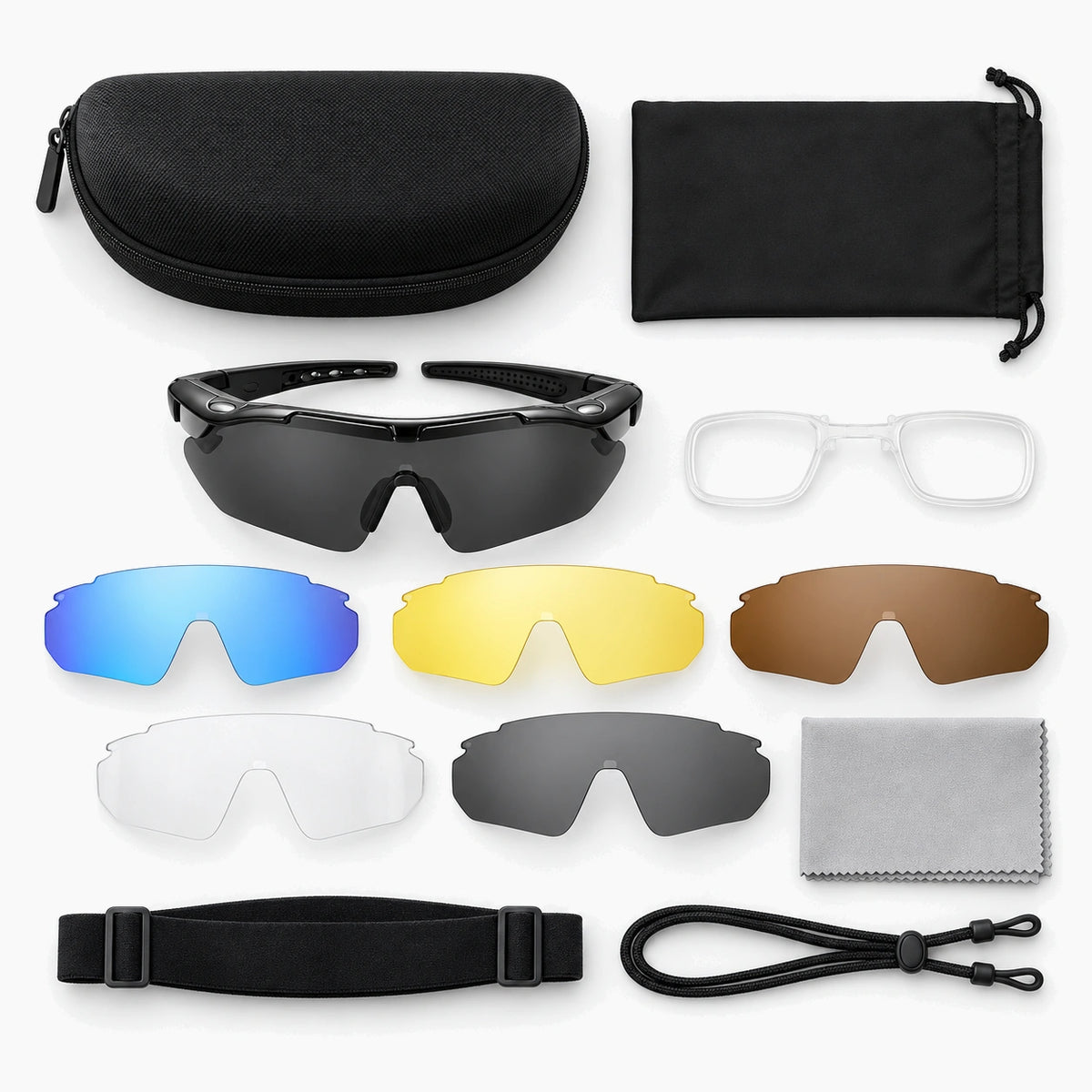 Kit complet : 5 verres interchangeables, étui, insert pour verres correcteurs et accessoires