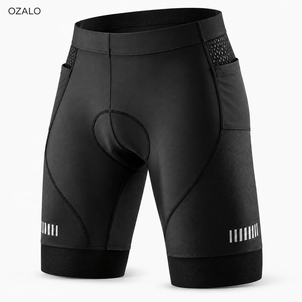 Cuissard OZALO noir, poches latérales hautes et tissu nid d’abeilles