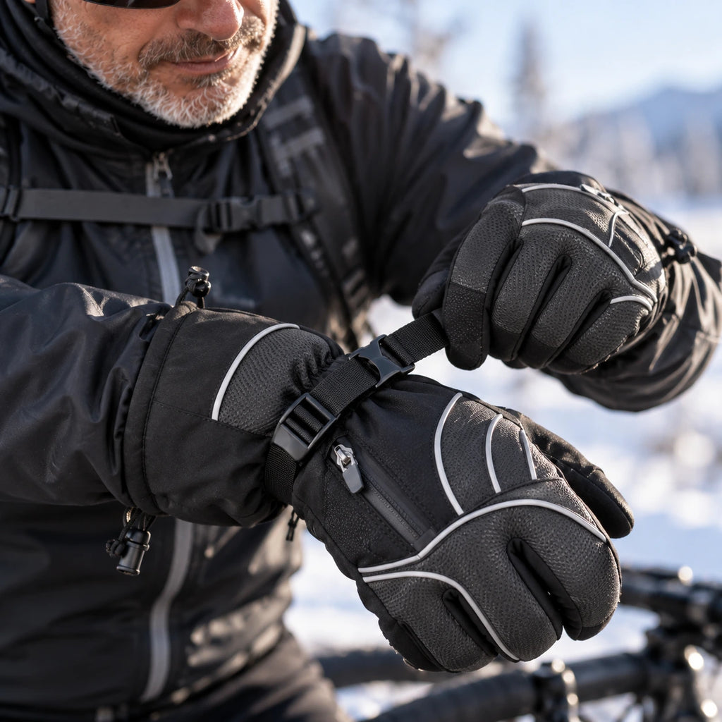 Gants vélo grand froid — manchette longue, doublure polaire et imperméable