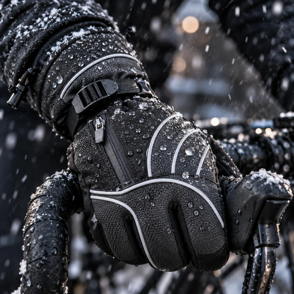 Gants vélo grand froid — manchette longue, doublure polaire et imperméable