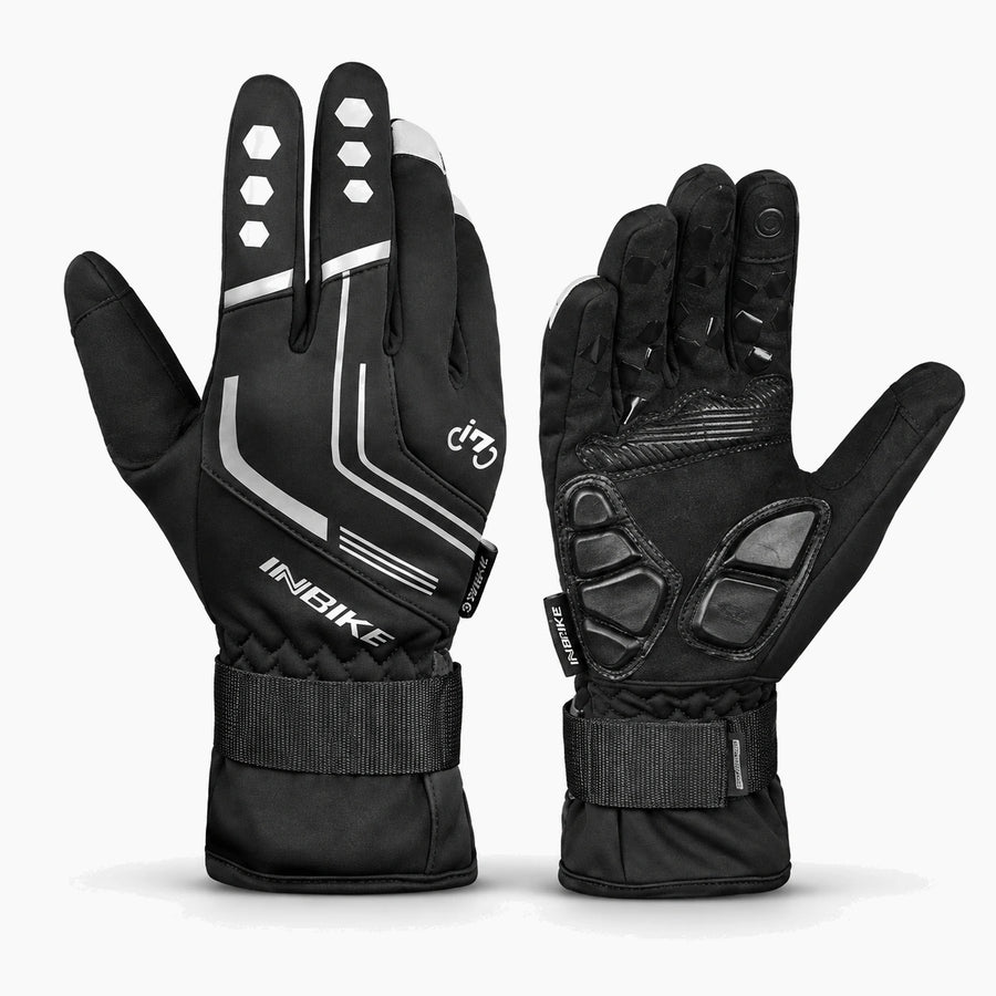 Gants vélo hiver gel 5 mm — imperméables, tactiles et réfléchissants — Noir