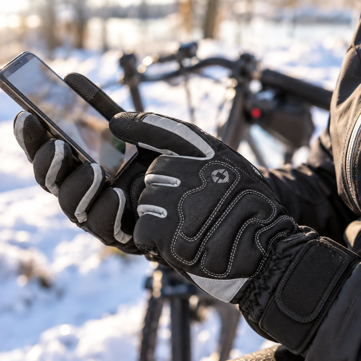 Gants vélo hiver rembourrés gel — coupe-vent, imperméables et tactiles