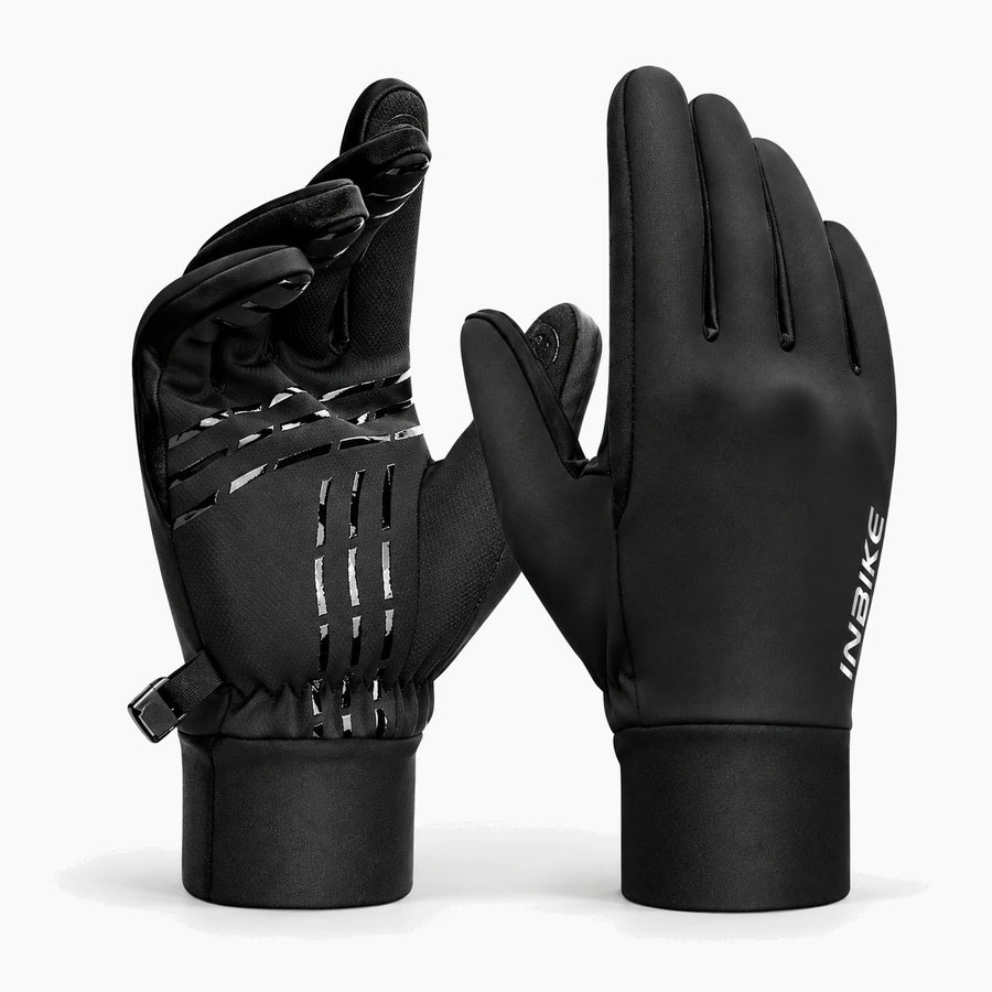 Gants vélo mi-saison fins — coupe-vent et tactiles — Noir