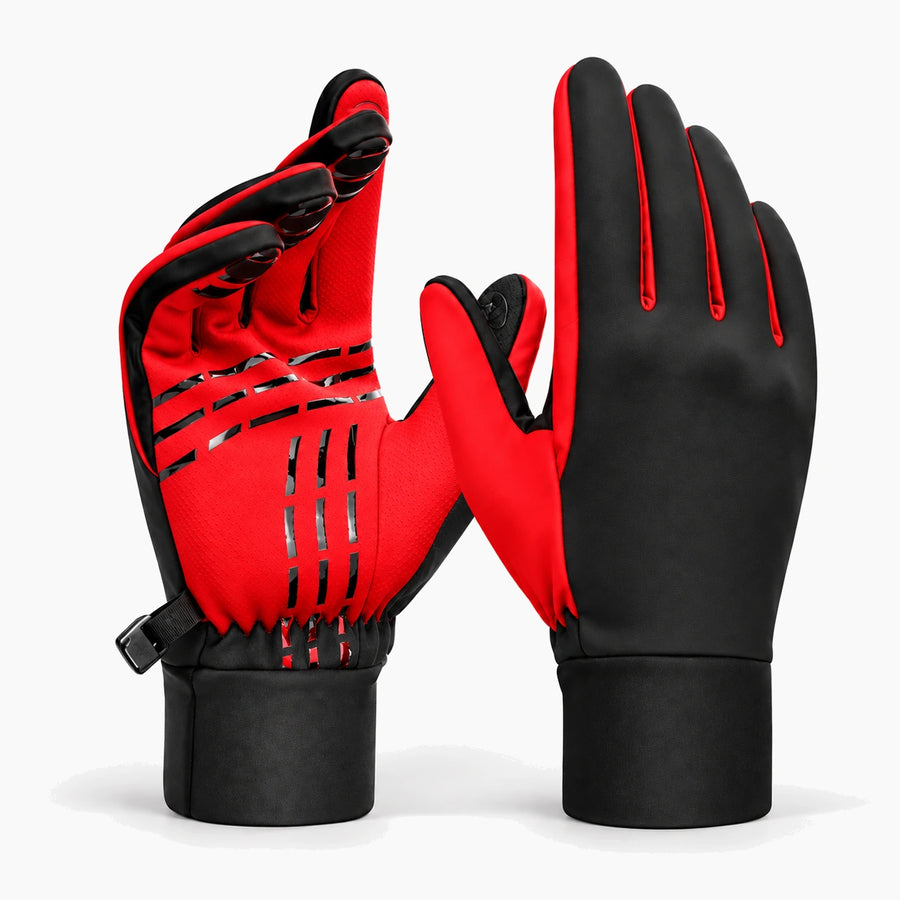 Gants vélo mi-saison fins — coupe-vent et tactiles — Noir et rouge