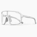 Lunettes vélo photochromiques blanches, vue de trois-quarts