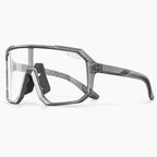 Lunettes vélo photochromiques gris fumé, vue de trois-quarts