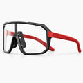 Lunettes vélo photochromiques noir et rouge, vue de trois-quarts