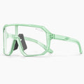 Lunettes vélo photochromiques vert d'eau, vue de trois-quarts