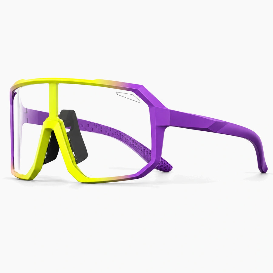 Lunettes vélo photochromiques — écran intégral — Violet et jaune fluo
