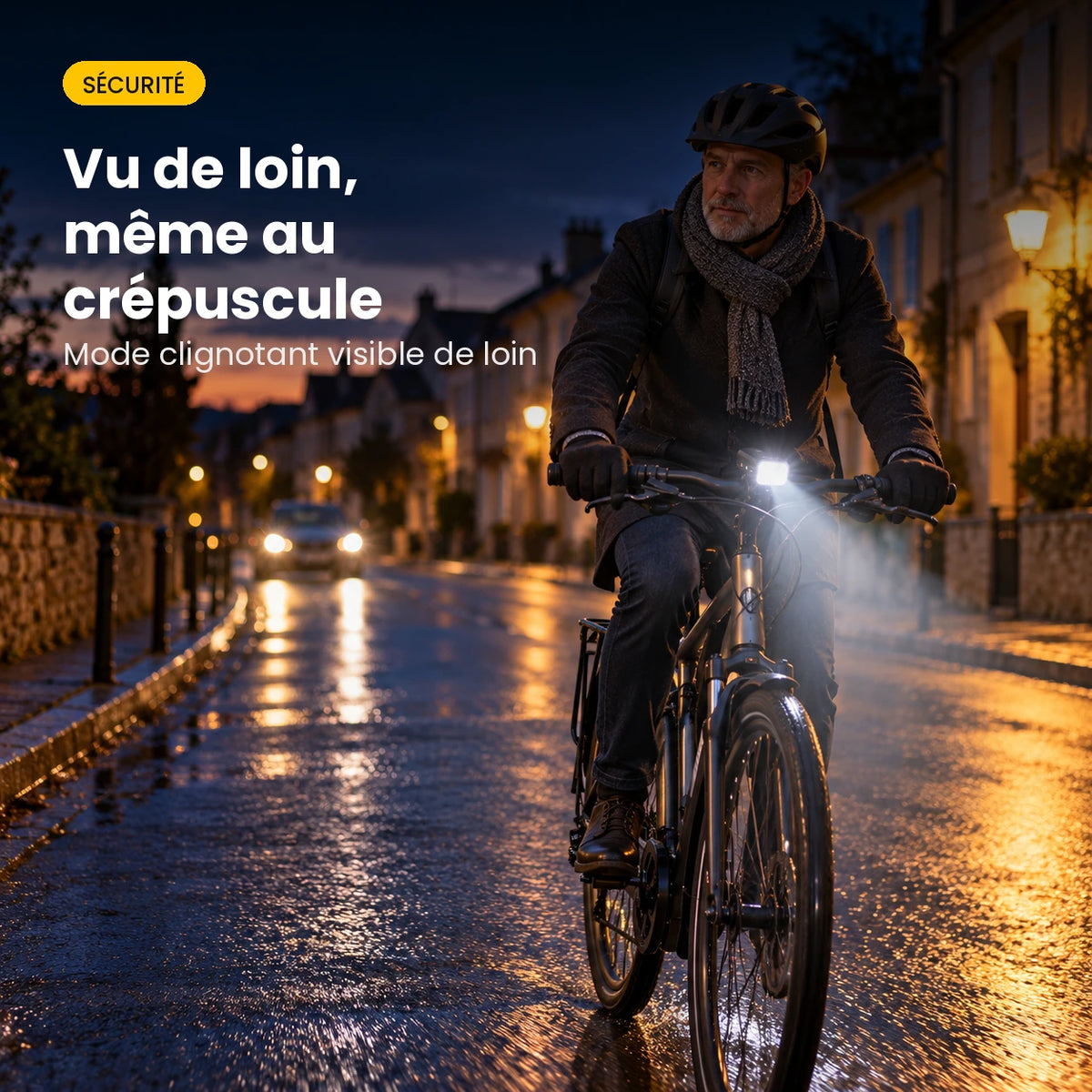 Phare vélo avant LED 1000 lumens rechargeable USB-C — batterie externe 4500 mAh