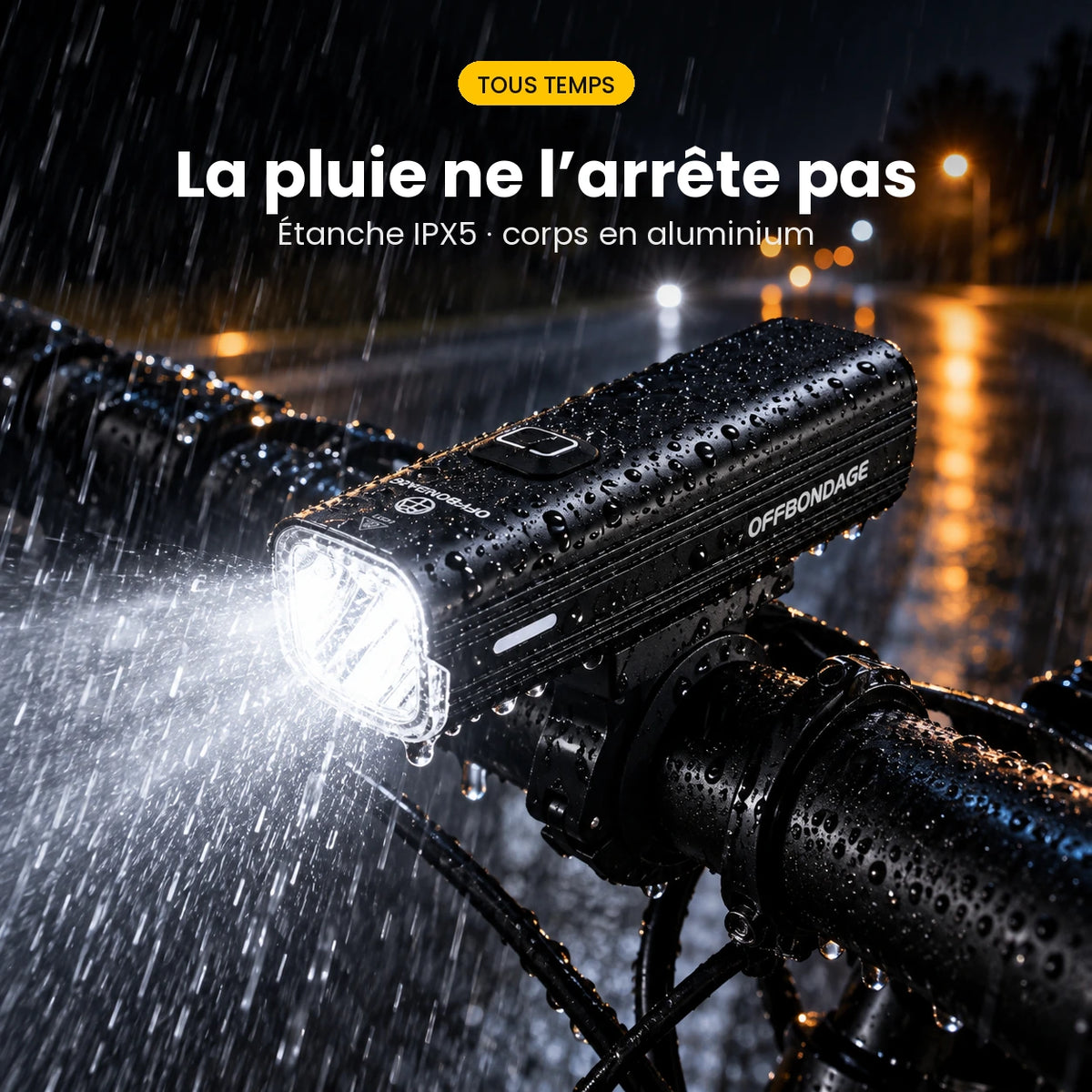 Phare vélo avant LED 1000 lumens rechargeable USB-C — batterie externe 4500 mAh