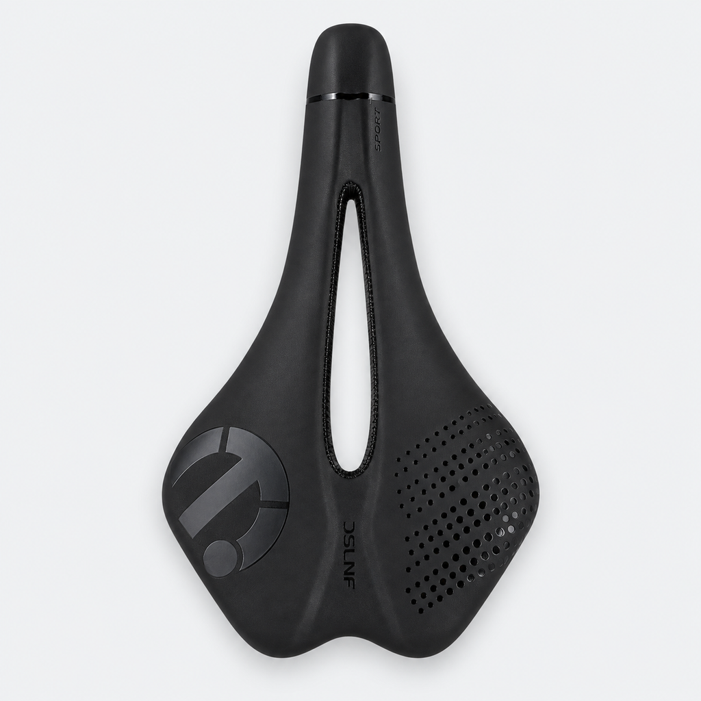 Selle ESLNF — ouverture centrale — autre angle sur fond gris clair