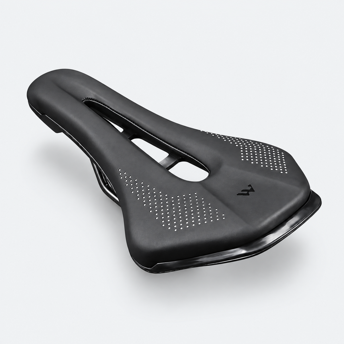 Selle WEST BIKING — nez court, 150 mm — autre angle sur fond gris clair